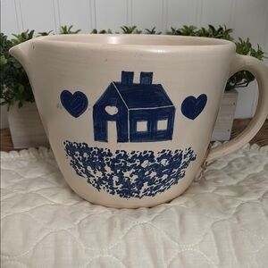 Vintage Farmhouse Cream & Blue Extra Large Measuring  Cup Heavy Item Final Sale